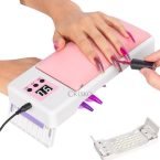 Πτυσσόμενο μαξιλάρι μανικιούρ με λάμπα πολυμερισμού 120W ροζ