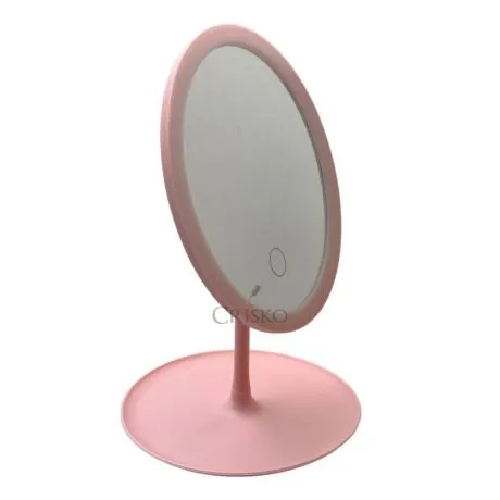 Επαναφορτιζόμενος καθρέπτης μακιγιάζ με φωτισμό led ροζ