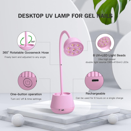 Επαναφορτιζόμενη λάμπα UV LED 48W ροζ