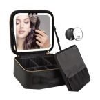 Βαλιτσάκι μαύρο μακιγιάζ με επαναφορτιζόμενο LED καθρέφτη