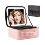 Βαλιτσάκι ροζ μακιγιάζ με επαναφορτιζόμενο LED καθρέφτη