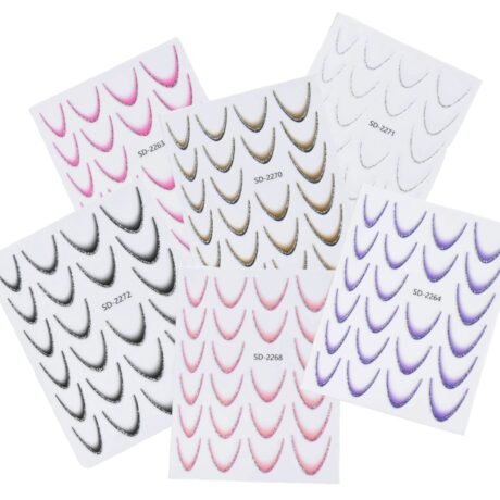 Αυτοκόλλητα γαλλικού όμπρε με glitter 6τμχ