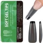 Soft gel tips long coffin