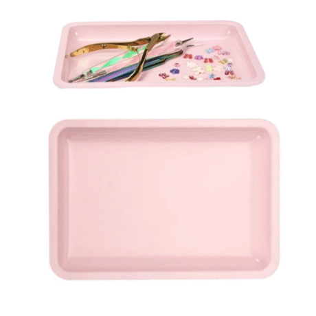 Μεταλλικός ορθογώνιος ανοξείδωτος δίσκος εργαλείων ροζ