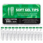 Soft gel tips long coffin