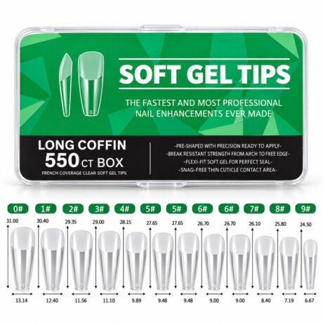 Soft gel tips long coffin