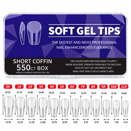 Soft gel tips short coffin
