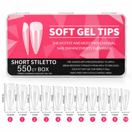 Soft gel tips short stiletto